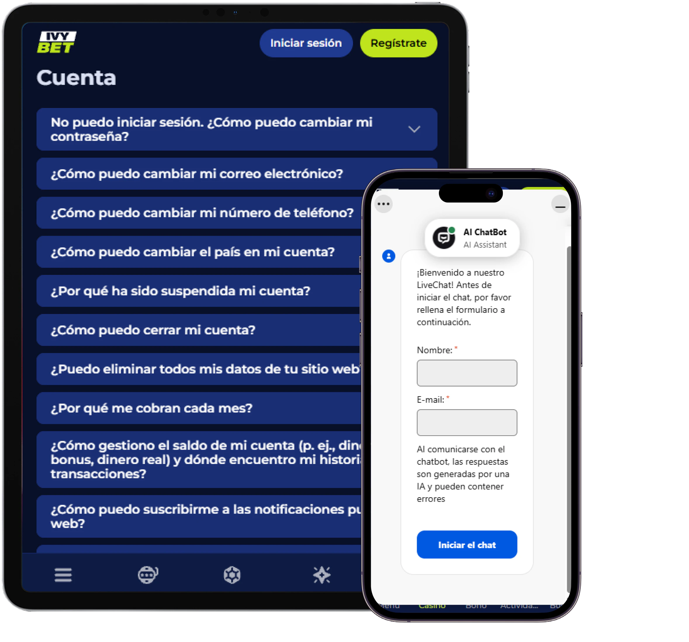 Ivybet Casino soporte por chat en vivo y preguntas frecuentes